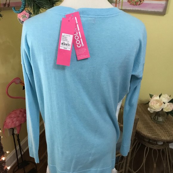 Lilly Pulitzer NWT Damara Coolmax Sweater Heathered Bayside Blue $138 Size XXS - Picture 2 of 11